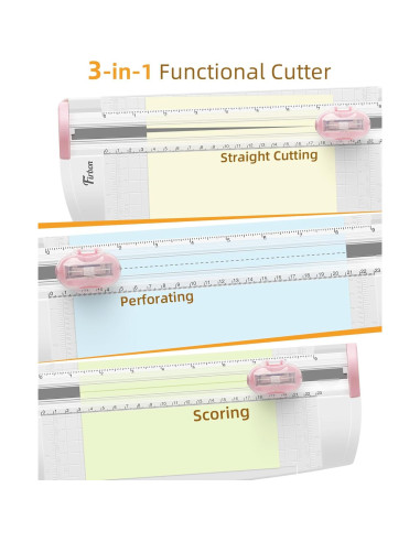 Cortadora de Papel 3 en 1 Firbon A5 Rosa - Corte, Puntuado y Perforado