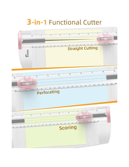 Cortadora de Papel 3 en 1 Firbon A5 Rosa - Corte, Puntuado y Perforado
