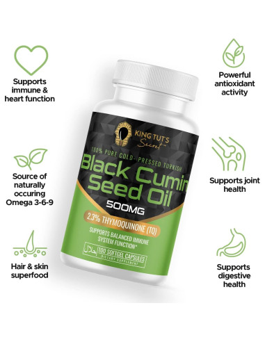 Cápsulas de Semilla Negra KING TUT'S SECRET 500 mg 100 Unidades