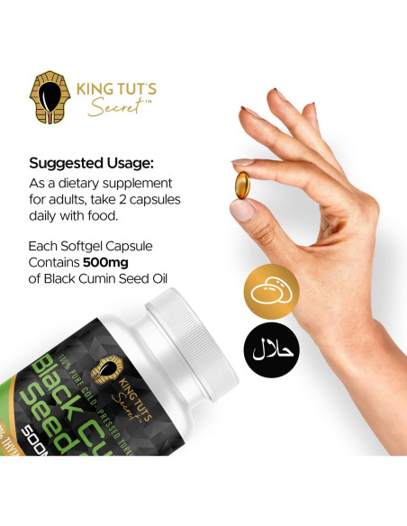Cápsulas de Semilla Negra KING TUT'S SECRET 500 mg 100 Unidades