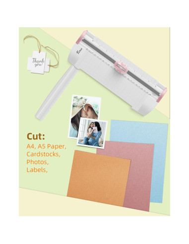 Cortadora de Papel 3 en 1 Firbon A5 Rosa - Corte, Puntuado y Perforado