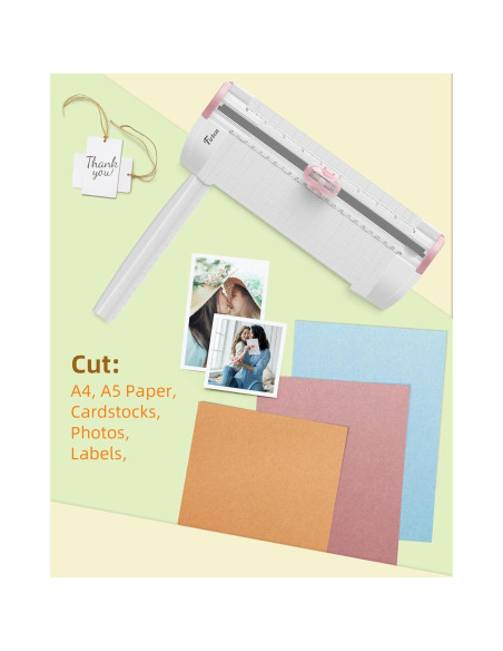 Cortadora de Papel 3 en 1 Firbon A5 Rosa - Corte, Puntuado y Perforado