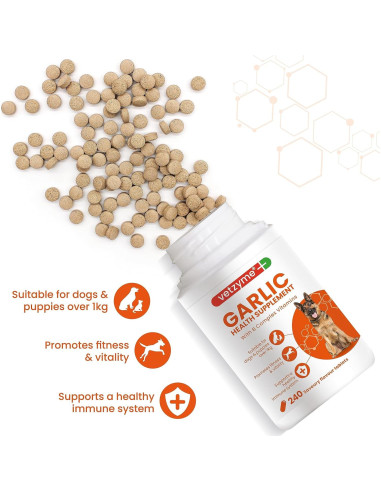 Suplemento de Ajo para Perros Vetzyme 240 Tabletas Corazón Saludable