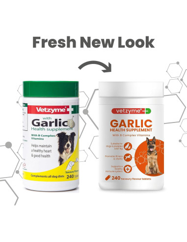 Suplemento de Ajo para Perros Vetzyme 240 Tabletas Corazón Saludable