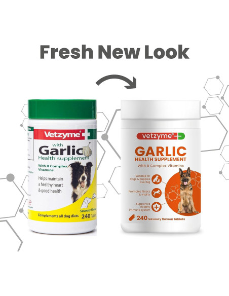 Suplemento de Ajo para Perros Vetzyme 240 Tabletas Corazón Saludable