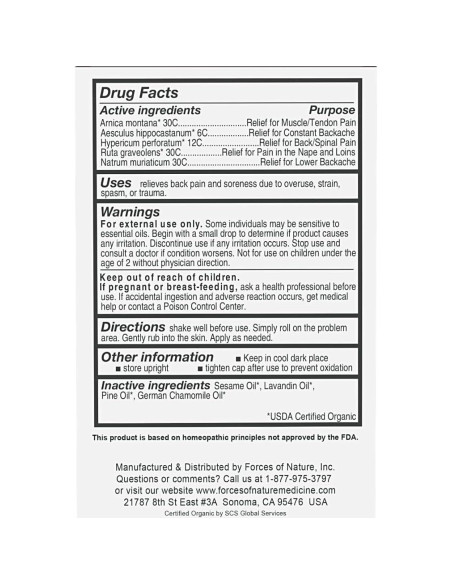 Alivio Tópico para el Dolor de Espalda Forces of Nature 4.14ml