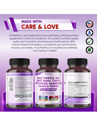 Suplemento Cardo Mariano PeakPury 150 Cápsulas Veganas