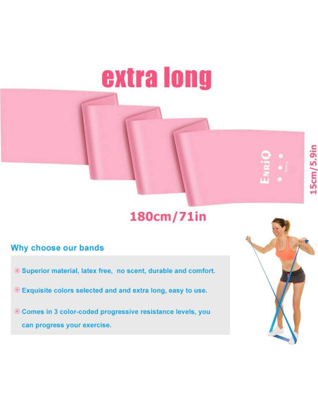 Juego de 3 Bandas de Resistencia EnriQ - Sin Látex, 1.80 m