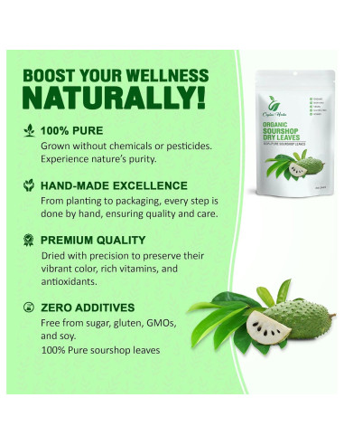 200 Hojas de Guanábana Ceylon Herbs - 100% Puras y Frescas