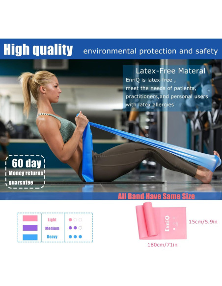 Juego de 3 Bandas de Resistencia EnriQ - Sin Látex, 1.80 m