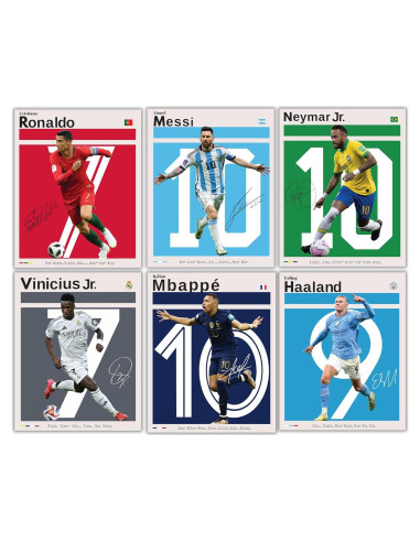 Set de 6 Pósters de Fútbol GENÉRICO - Leyendas y Estrellas 20x25 cm