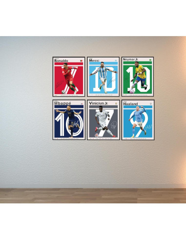 Set de 6 Pósters de Fútbol GENÉRICO - Leyendas y Estrellas 20x25 cm