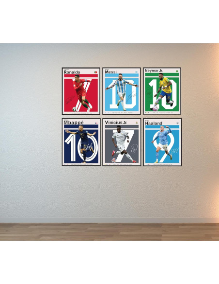 Set de 6 Pósters de Fútbol GENÉRICO - Leyendas y Estrellas 20x25 cm