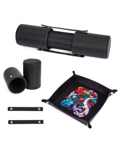 Bandeja de Dados DND 3 en 1 KSNDie Plegable Cuero PU Negro