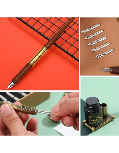 Juego de Plumas de Caligrafía Joyeee con Tinta y Sello