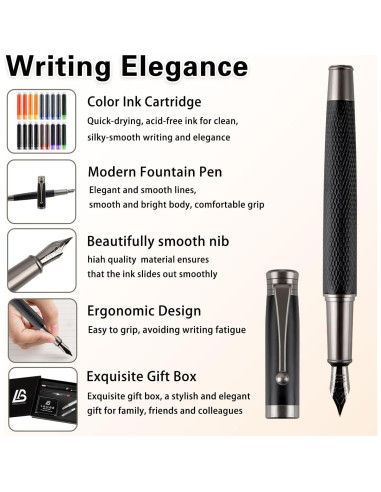Juego de Pluma Fuente LongLongJin con 2 Plumillas y 18 Cartuchos
