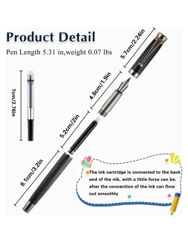 Juego de Pluma Fuente LongLongJin con 2 Plumillas y 18 Cartuchos