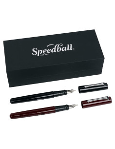 Juego de pluma fuente de caligrafía Speedball 002907, negro y burdeos