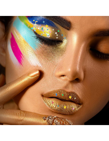 Confeti Holográfico Estrella y Luna 60g Skylety Plata