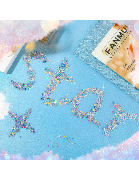 Confeti Holográfico Estrella y Luna 60g Skylety Plata