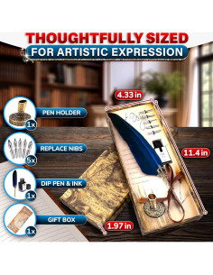 Kit de Caligrafía Vintage Kotko - Pluma Azul y Tinta Negra 2