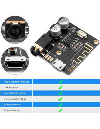 5 Piezas Placa Receptora de Audio Bluetooth 5.0 MakerHawk