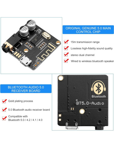 5 Piezas Placa Receptora de Audio Bluetooth 5.0 MakerHawk