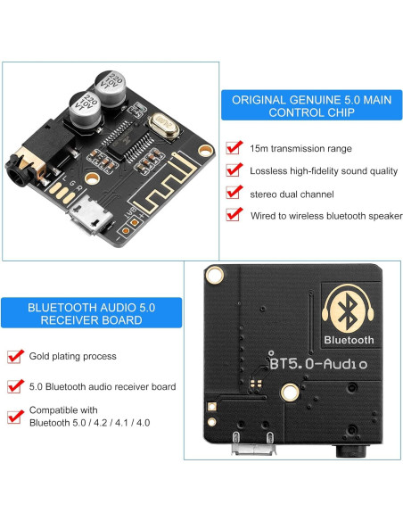 5 Piezas Placa Receptora de Audio Bluetooth 5.0 MakerHawk