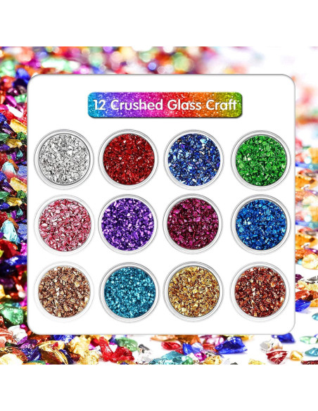 Caja de Vidrio Triturado Brillante DIYCICO 12 Colores 110g