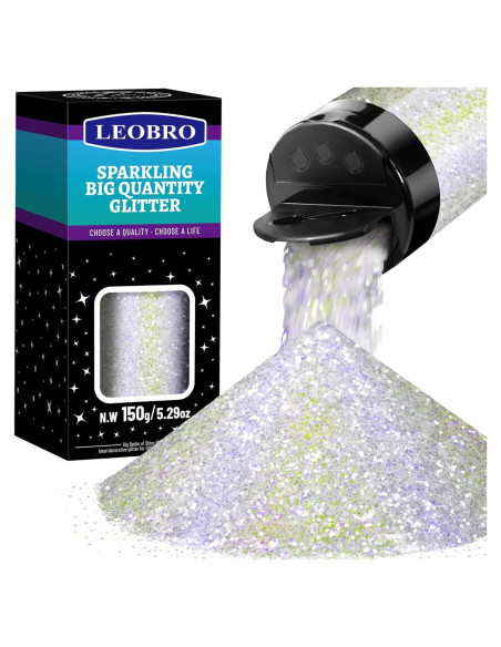 Glitter Blanco Iridiscente LEOBRO 150g para Manualidades DIY