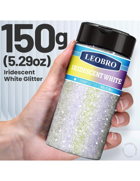 Glitter Blanco Iridiscente LEOBRO 150g para Manualidades DIY