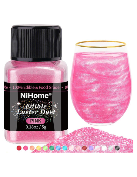 Polvo Brillante Comestible Attom Tech 5g Rosa Vegano