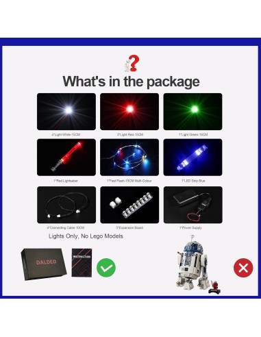 Kit de Iluminación LED DALDED para Lego Star Wars R2-D2 75379
