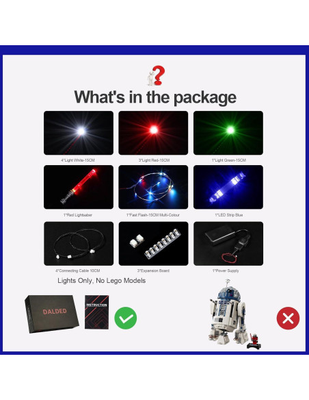 Kit de Iluminación LED DALDED para Lego Star Wars R2-D2 75379