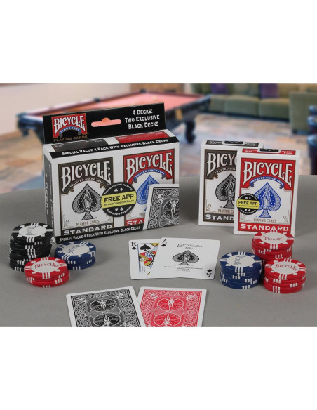 4 Barajas de Cartas Bicycle Rider Back Estándar Póker