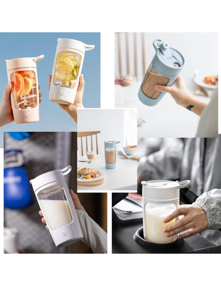 Botella Mezcladora Eléctrica DaaSiGwaa 650ml Rosa Tritan