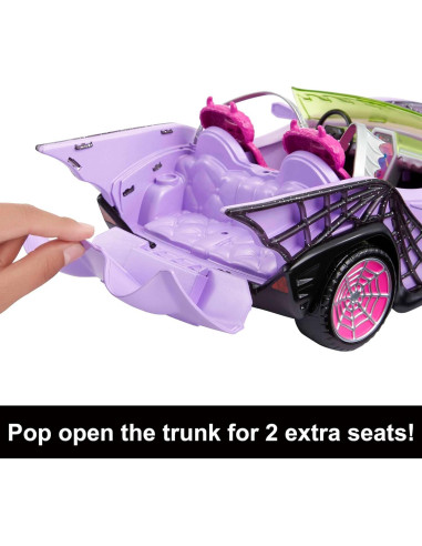 Coche de Juguete Ghoul Mobile Monster High con Mascota y Nevera