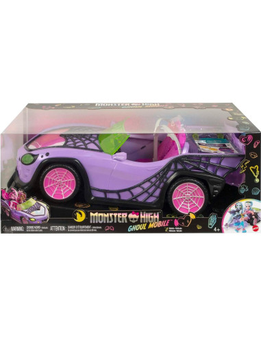 Coche de Juguete Ghoul Mobile Monster High con Mascota y Nevera
