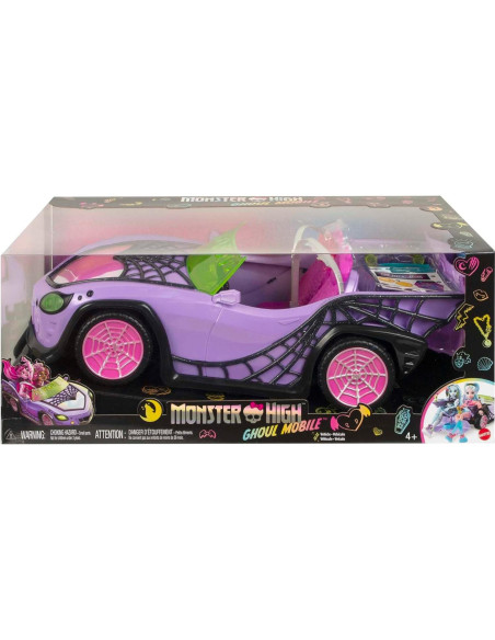 Coche de Juguete Ghoul Mobile Monster High con Mascota y Nevera