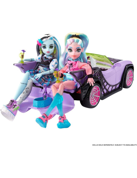 Coche de Juguete Ghoul Mobile Monster High con Mascota y Nevera