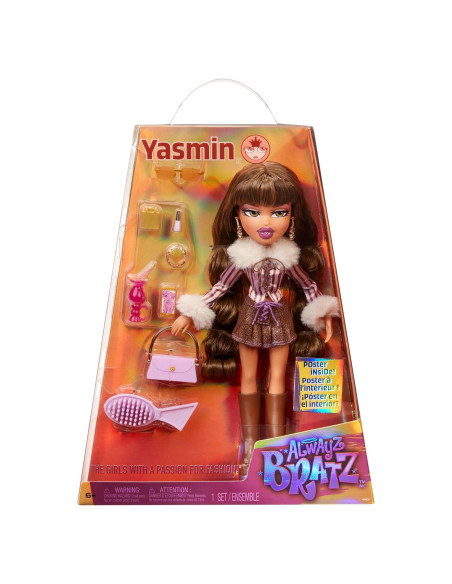 Muñeca Bratz Alwayz Yasmin con 10 Accesorios y Póster