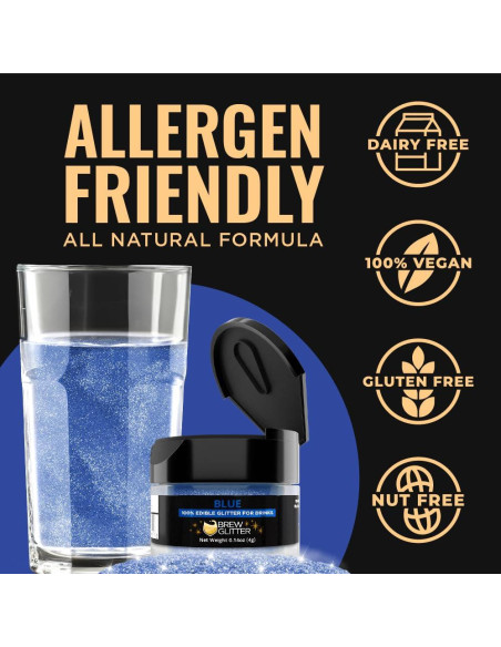 Brew Glitter Azul Brillo Comestible 4g para Bebidas