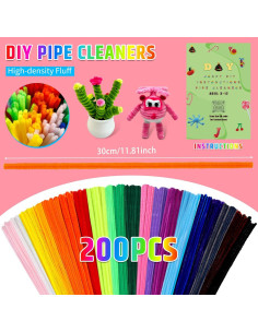 200 Limpiapipas Chenille Multicolores Giwrmu para Manualidades 2