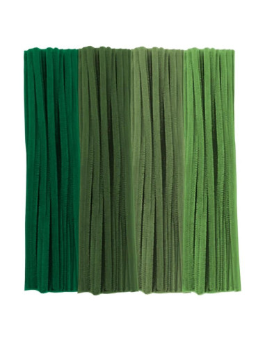 Limpiapipas Verdes Chenille 100 Piezas 30 cm para Manualidades