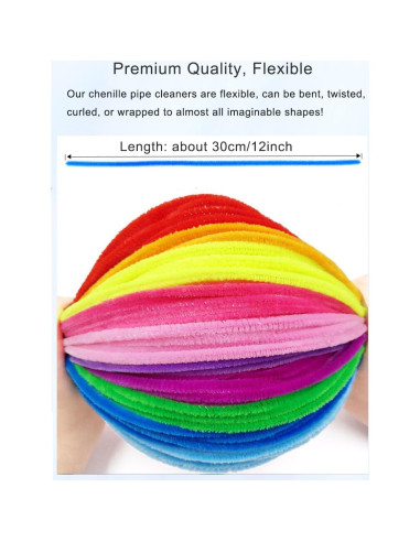 Limpiapipas Verdes Chenille 100 Piezas 30 cm para Manualidades