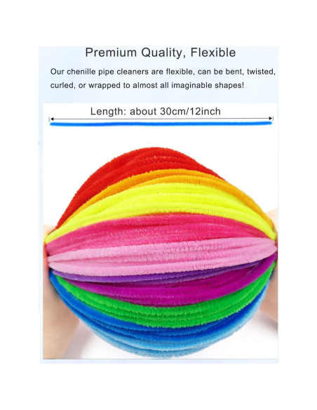 Limpiapipas Verdes Chenille 100 Piezas 30 cm para Manualidades