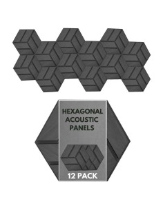 Paneles Acústicos de Madera Hexagonales Eco Negro - Juego de 12