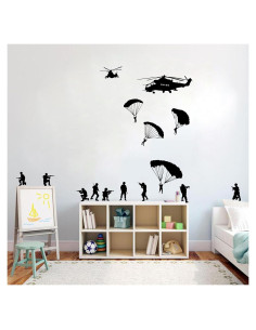 Adhesivo de Pared Helicóptero con Soldados Paracaidistas ZzMY