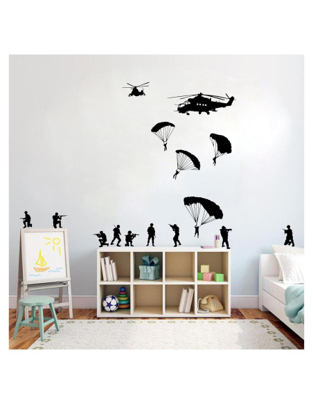 Adhesivo de Pared Helicóptero con Soldados Paracaidistas ZzMY
