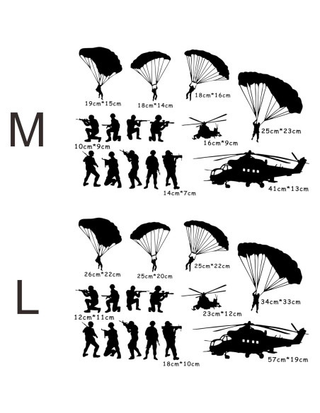 Adhesivo de Pared Helicóptero con Soldados Paracaidistas ZzMY